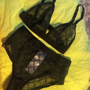 COPY - Authentic GUCCI GG Tulle Lingerie Panties Bra Bralette 30B/S Black NWOT